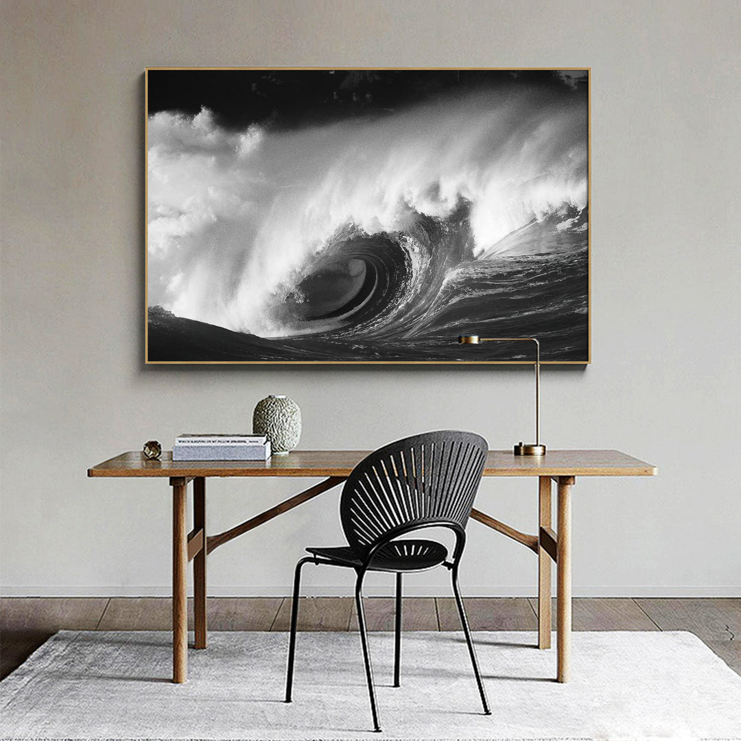 Black & White Crashing Wave Canvas Wall Art – product view 2