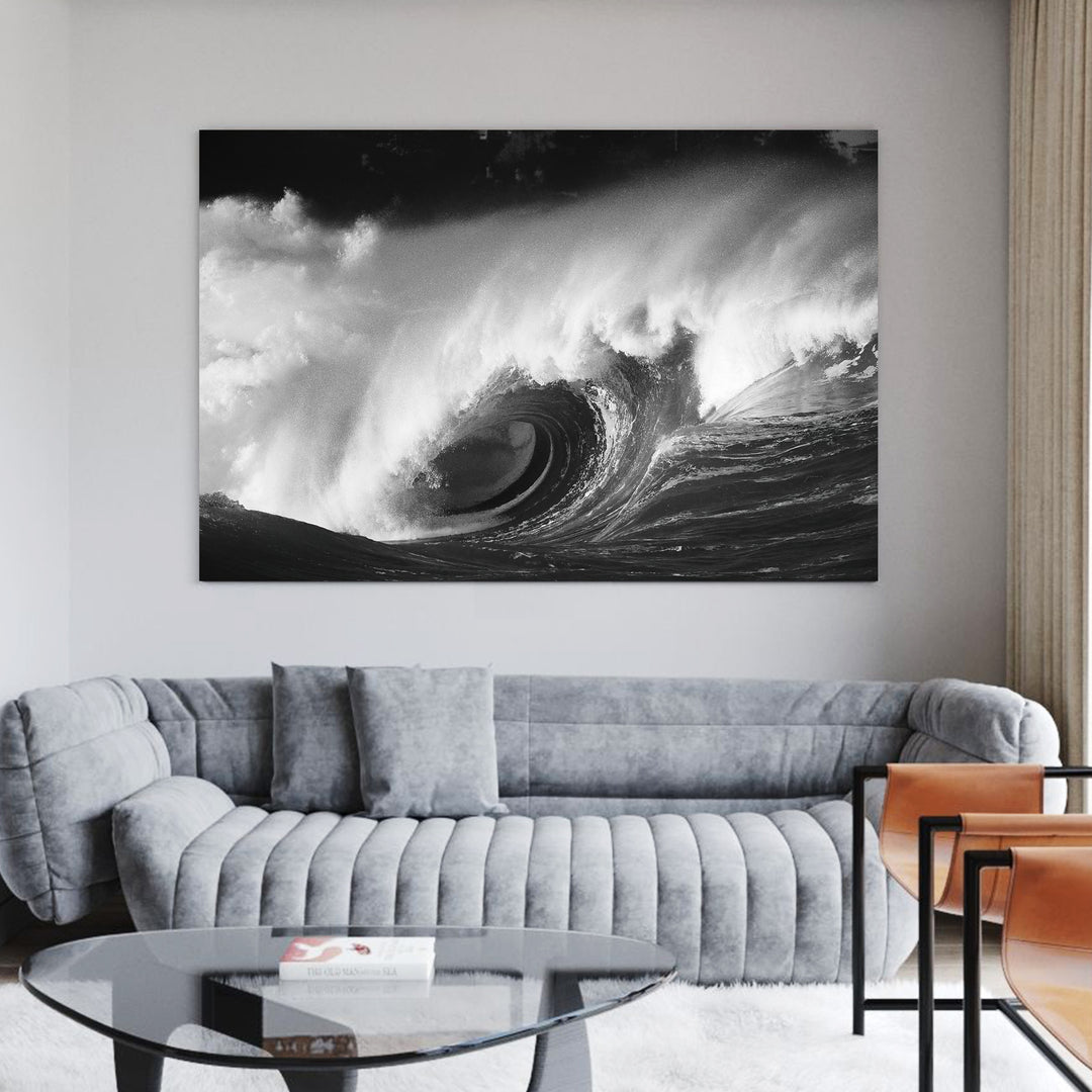 Black & White Crashing Wave Canvas Wall Art – product view 6