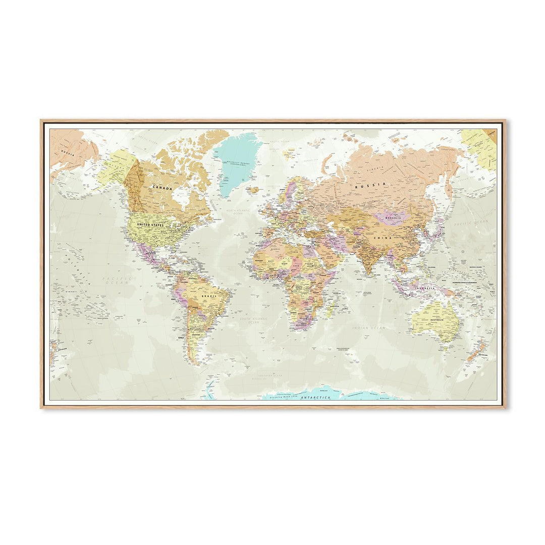 Large Vintage World Map Canvas Wall Art – product view 4