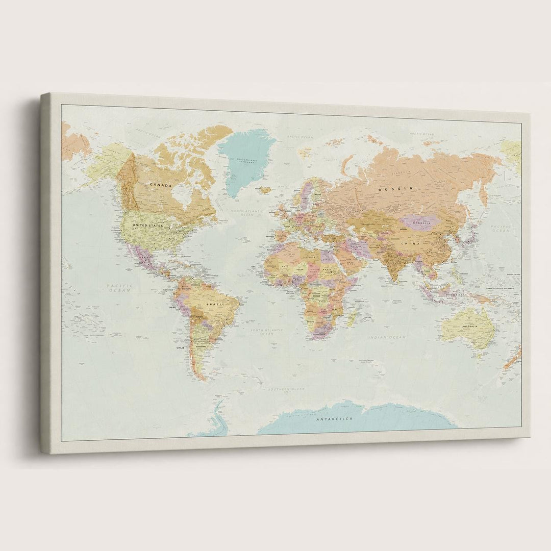 Large Vintage World Map Canvas Wall Art – product view 5