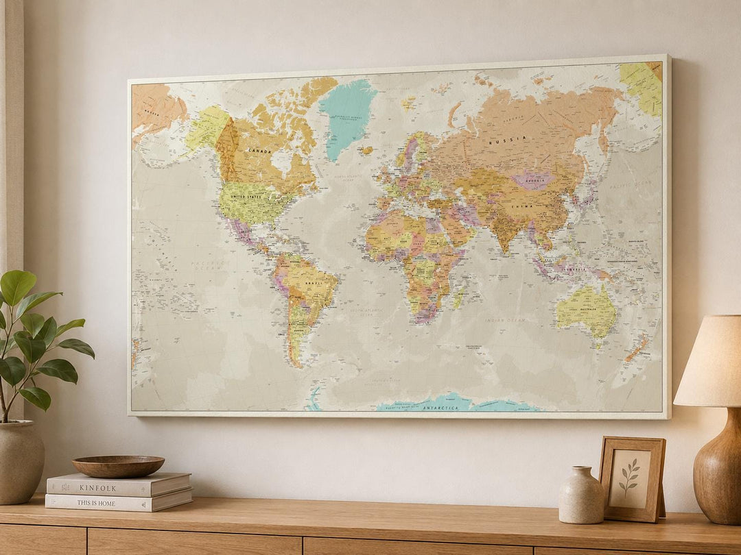 Large Vintage World Map Canvas Wall Art – product view 8