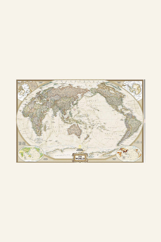 Antique Australia-centred world map canvas wall art