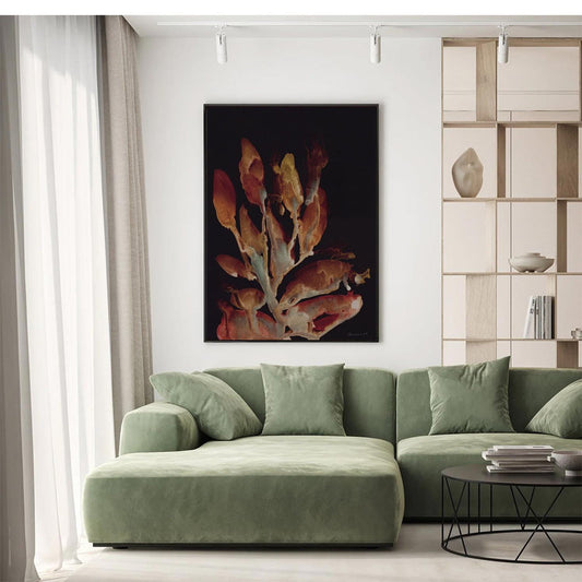 Dark Botanical Canvas Wall Art – Moody Floral