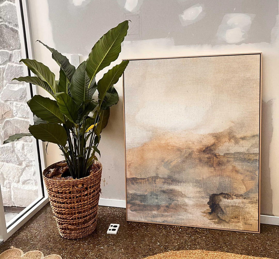 Warm Abstract Landscape Canvas Wall Art – Earth Tones – product view 2