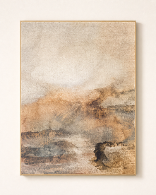 Warm abstract landscape canvas wall art in earth tones