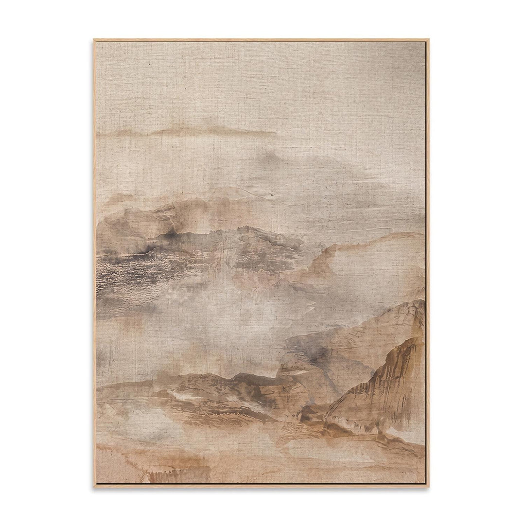 Neutral Abstract Mountain Canvas Wall Art – Soft Beige – product view 5