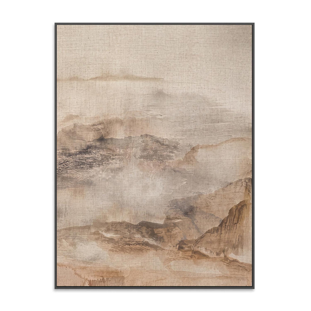 Neutral Abstract Mountain Canvas Wall Art – Soft Beige – product view 6