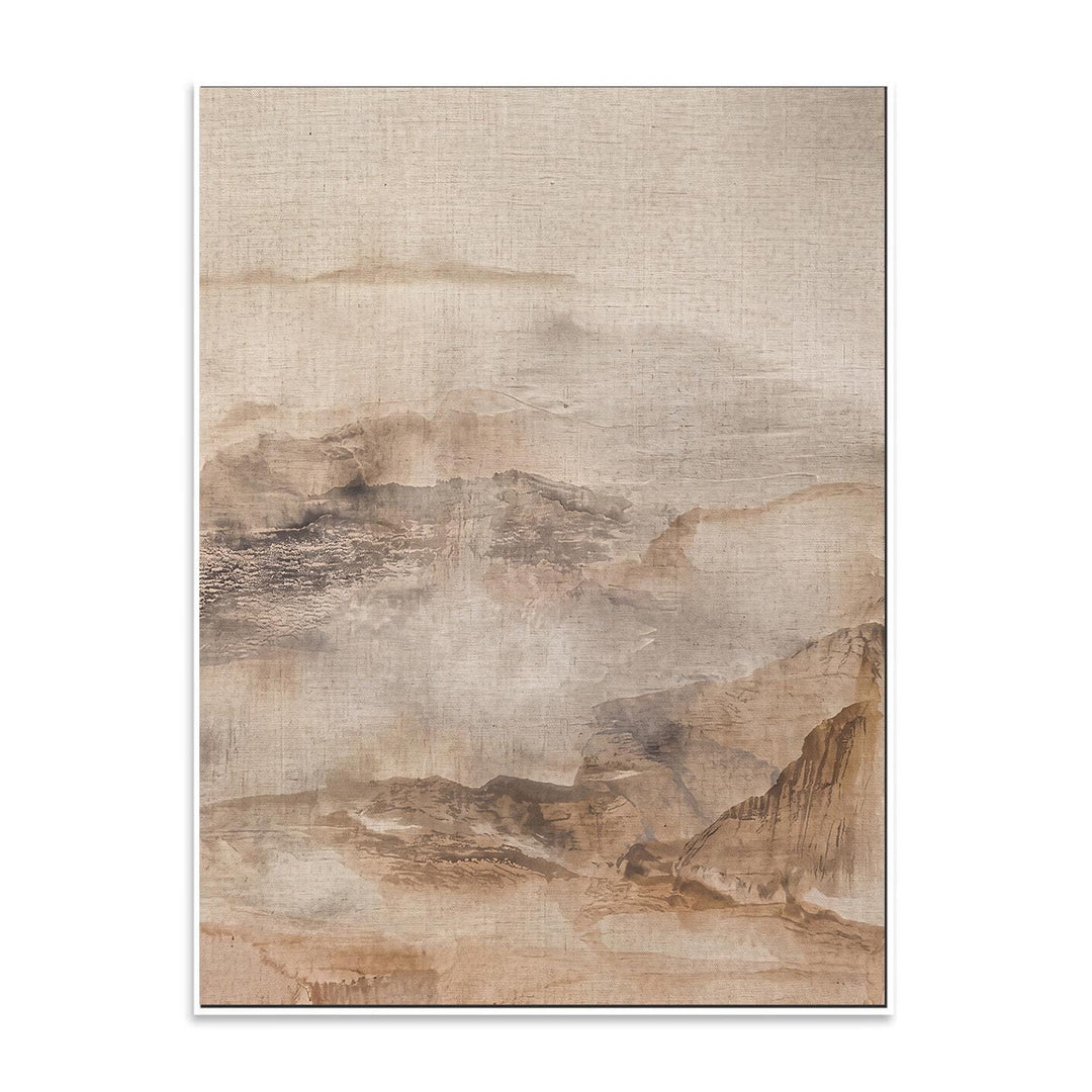 Neutral Abstract Mountain Canvas Wall Art – Soft Beige – product view 7