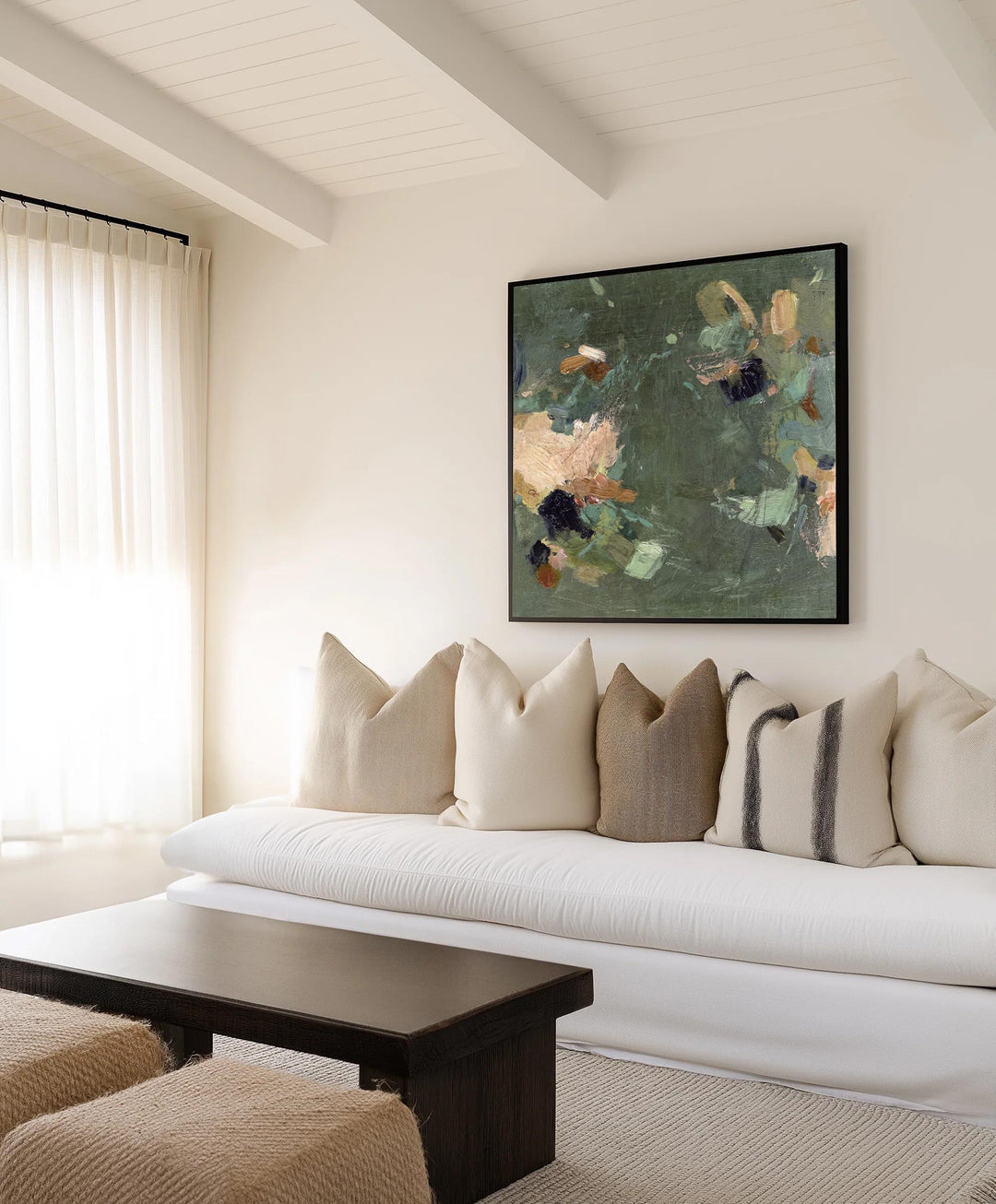 Organic Sage Green Abstract Canvas Wall Art – product view 3