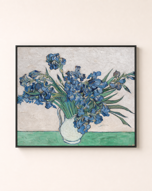 Van Gogh irises in a vase canvas wall art