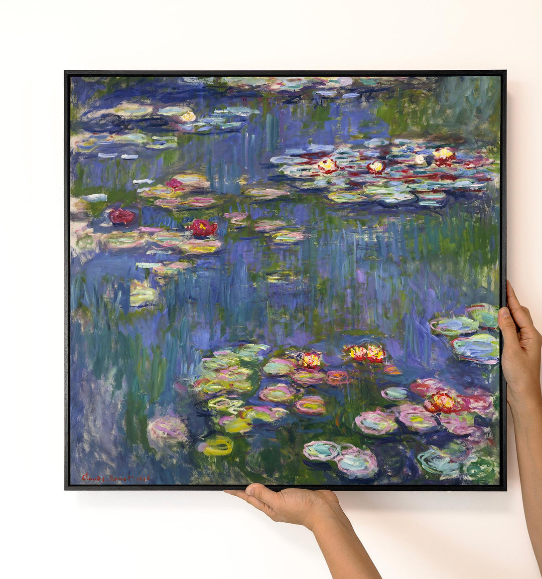 Monet Water Lilies Square Canvas – Impressionist Floral – product view 2