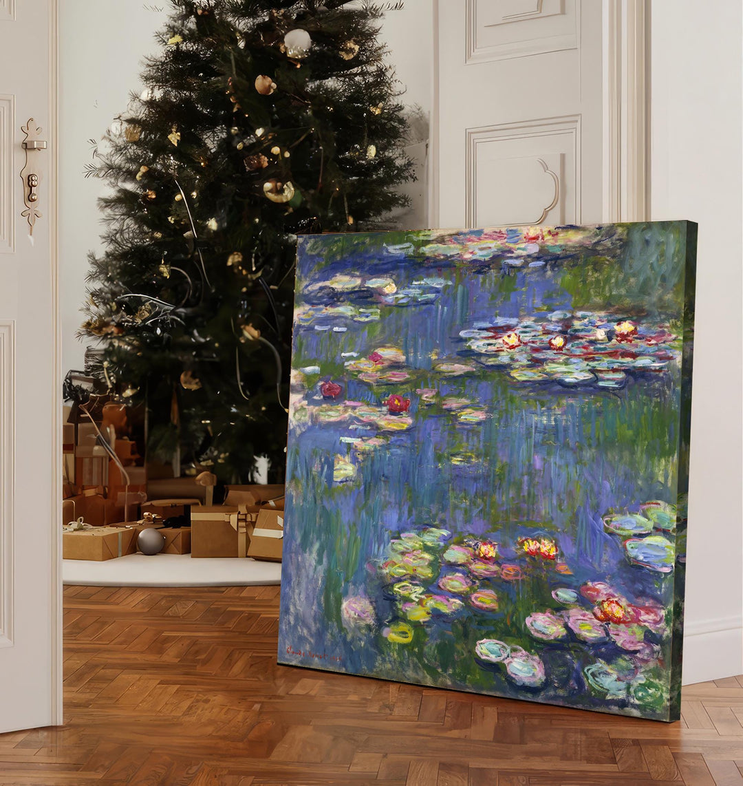 Monet Water Lilies Square Canvas – Impressionist Floral – product view 6