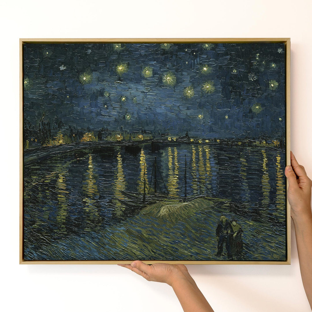 Van Gogh Starry Night Canvas Wall Art – Blue Swirl Sky