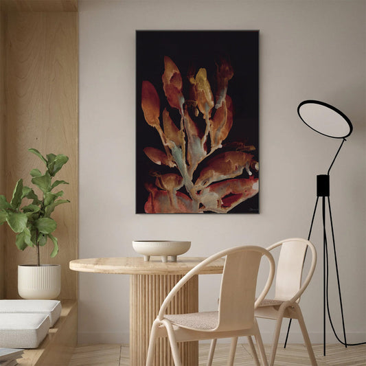Moody Dark Botanical Canvas Wall Art – Black Floral