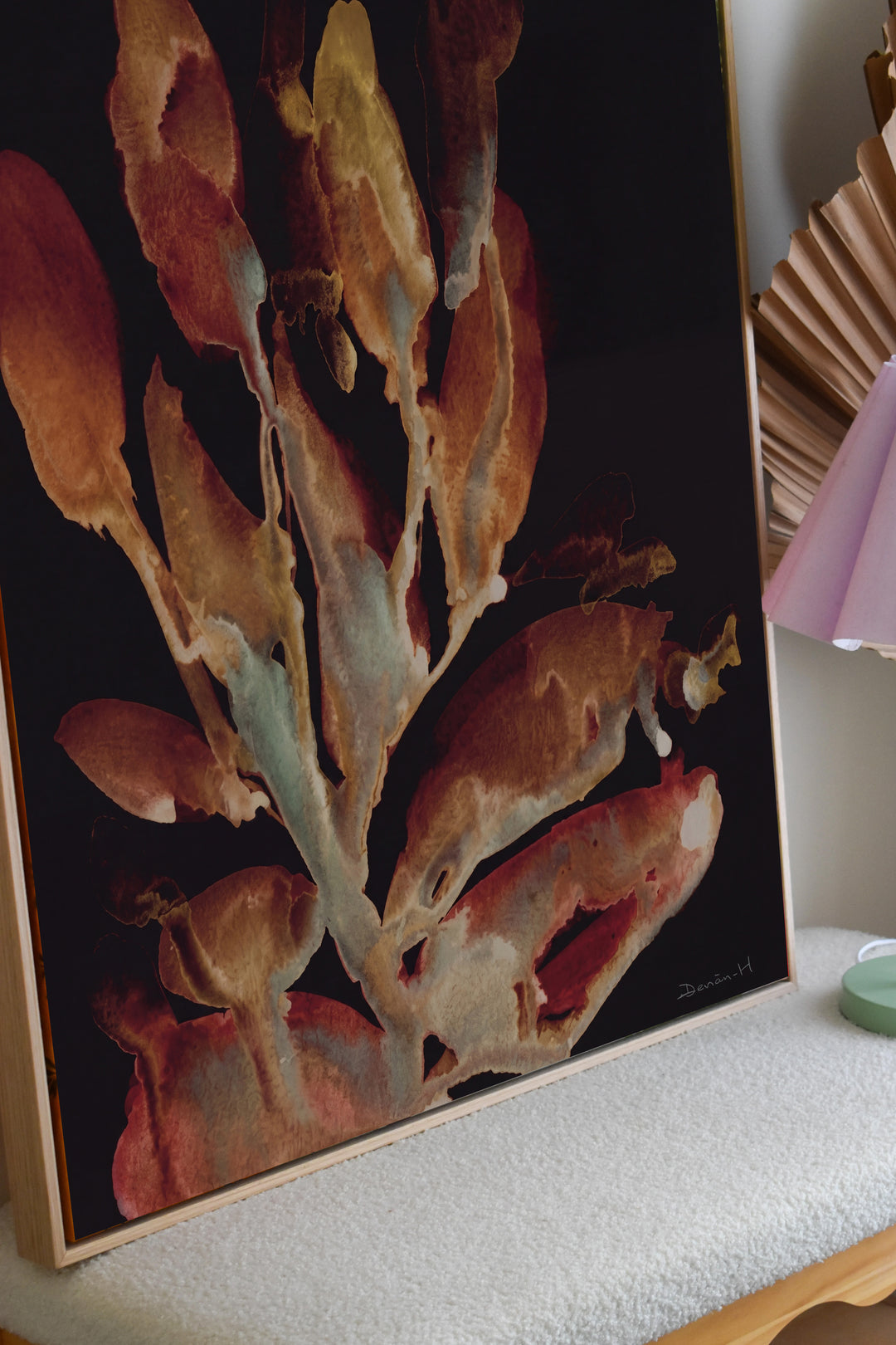 Moody Dark Botanical Canvas Wall Art – Black Floral – product view 3