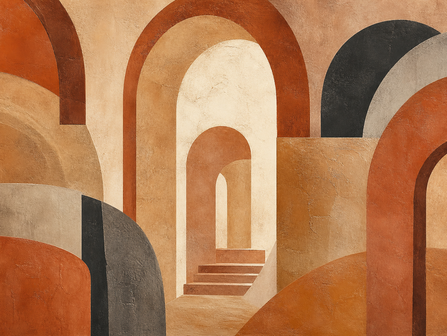 Terracotta Archways Abstract Canvas Wall Art – artwork