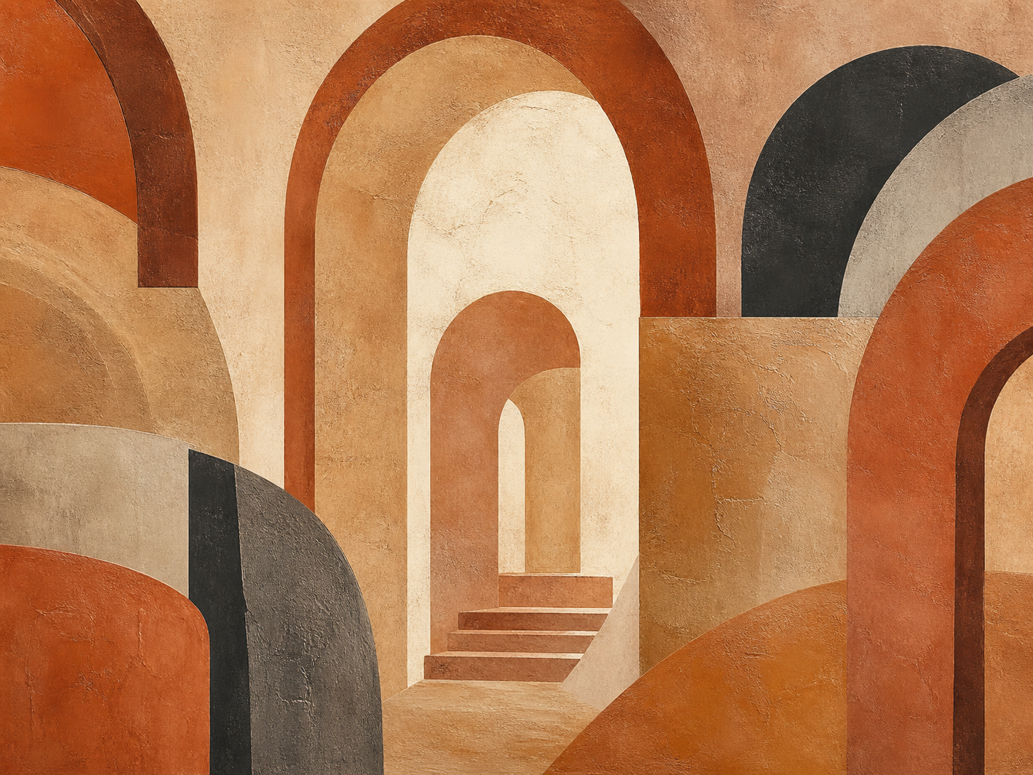 Terracotta Archways Abstract Canvas Wall Art – artwork