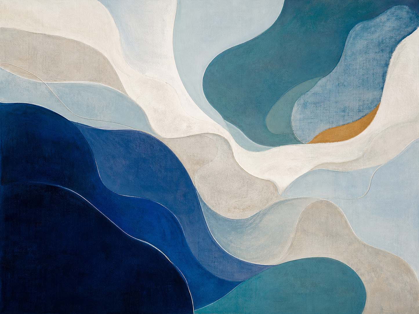 Coastal Blue Fluid Forms Abstract Canvas Wall Art – artwork