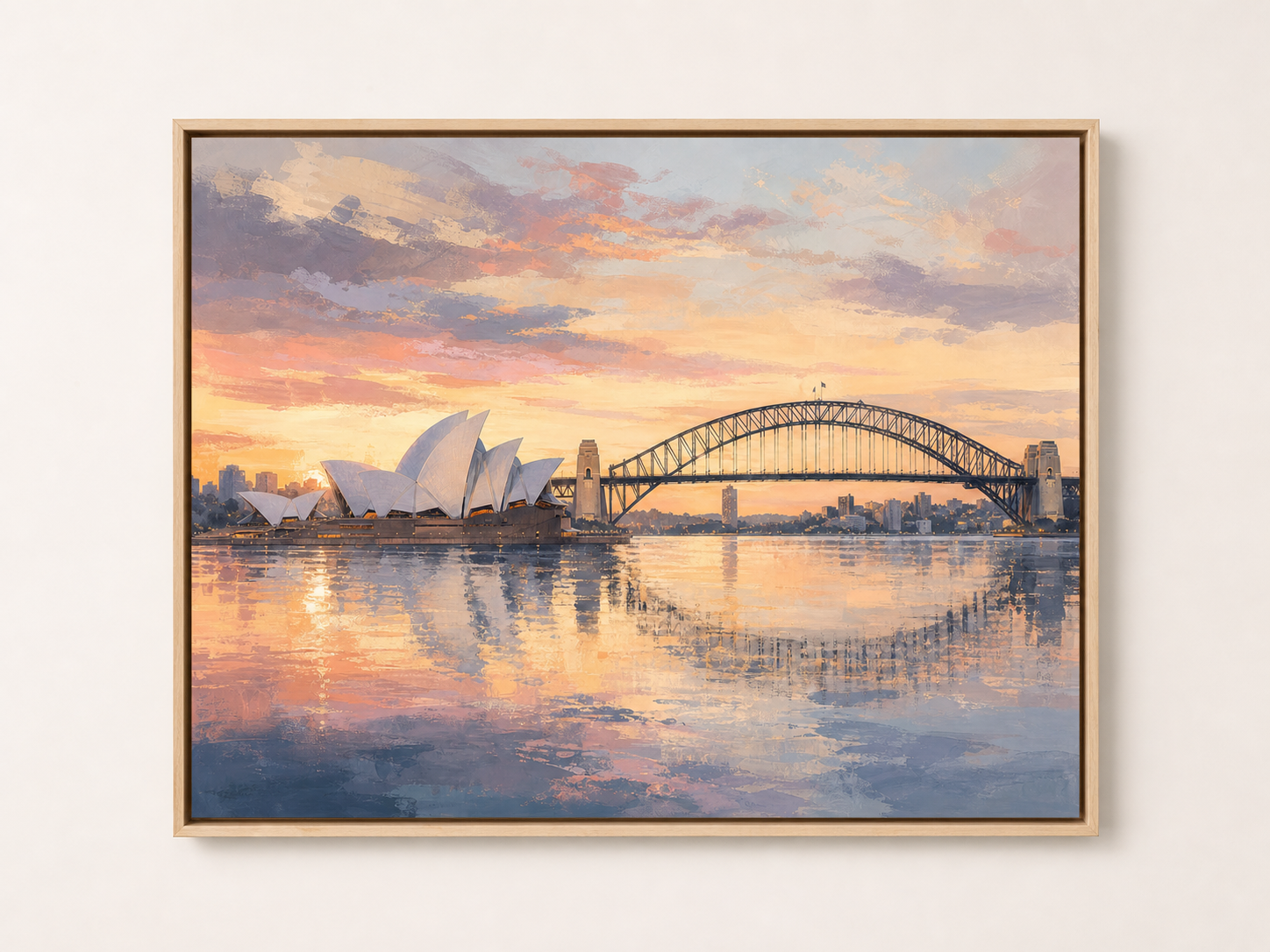 Sydney Harbour at Dawn Canvas Wall Art – birch floating frame