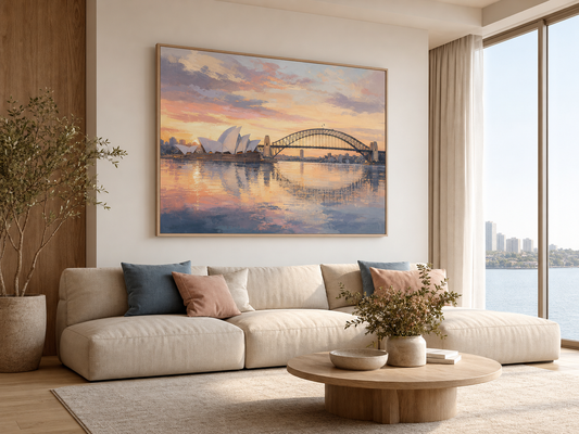 Sydney Harbour at Dawn Canvas Wall Art – lifestyle view