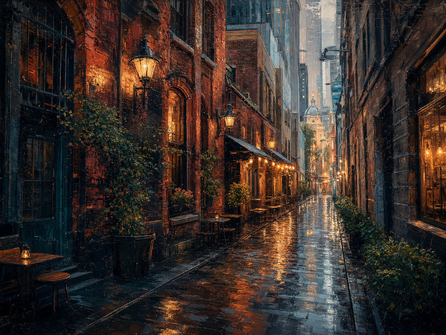 Melbourne Laneways After Rain Canvas Wall Art – artwork